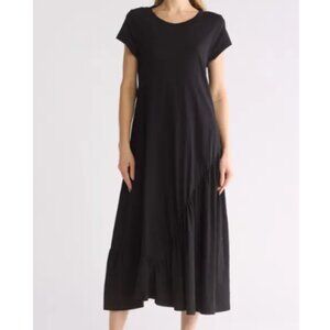 Stitchdrop Nordstrom Rhinebeck Maxi Dress Black Short Sleeve Scoop Neckline